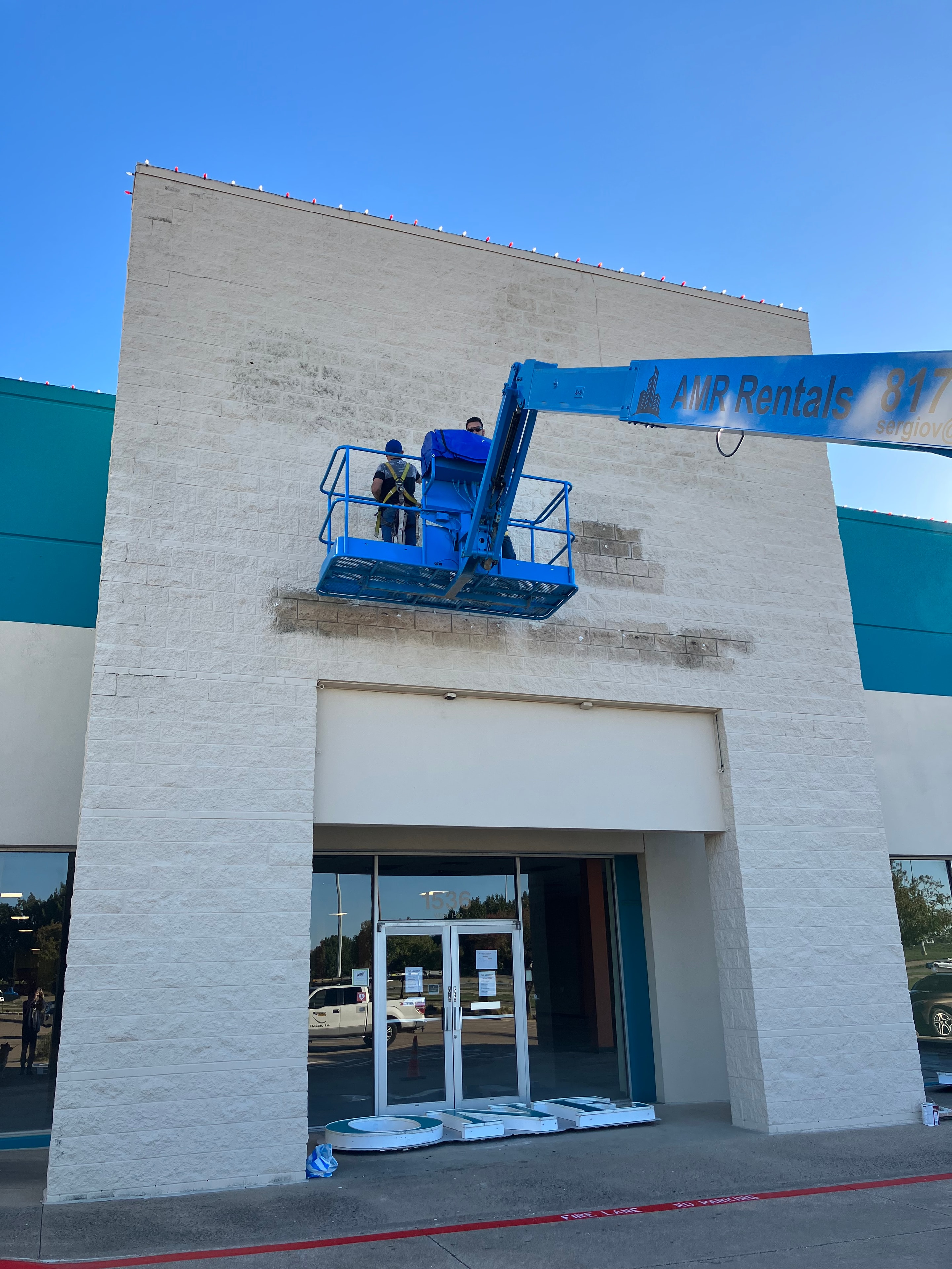 Electric sign installation in progress
